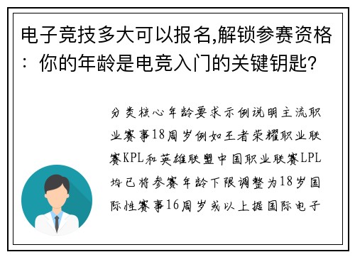 电子竞技多大可以报名,解锁参赛资格：你的年龄是电竞入门的关键钥匙？